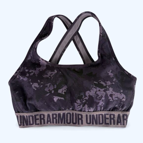 Under Armour Mid Compression Sports Bra Purple Camo size Medium - Picture 1 of 4